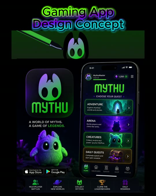 Resuchron video: Mythu gaming app design concept