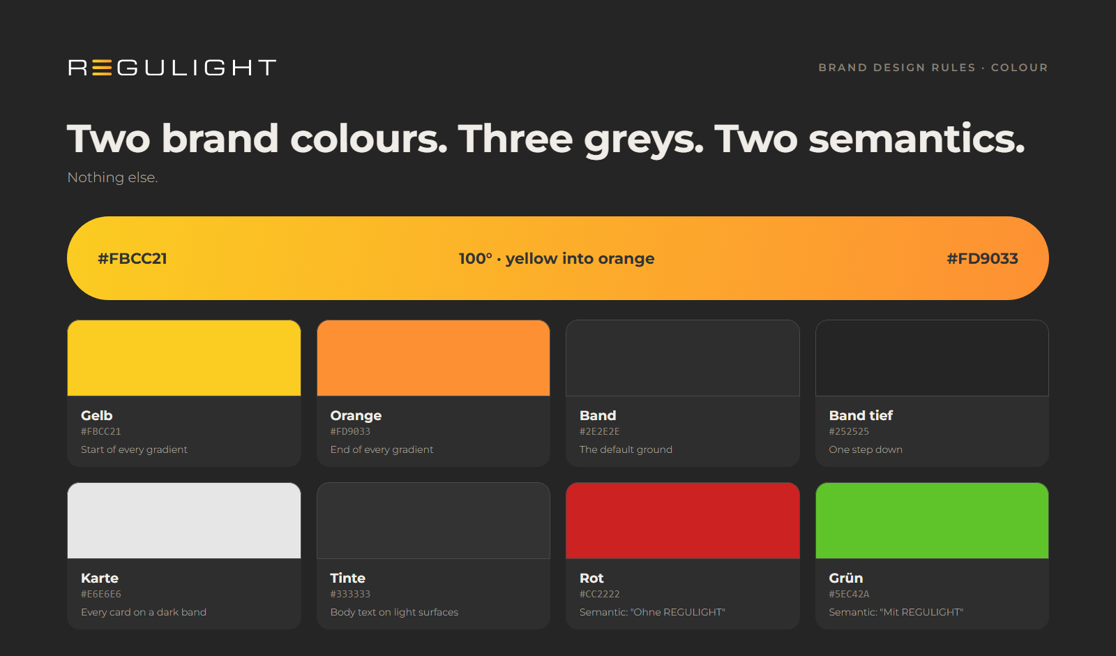 REGULIGHT design rules: colour palette and gradient