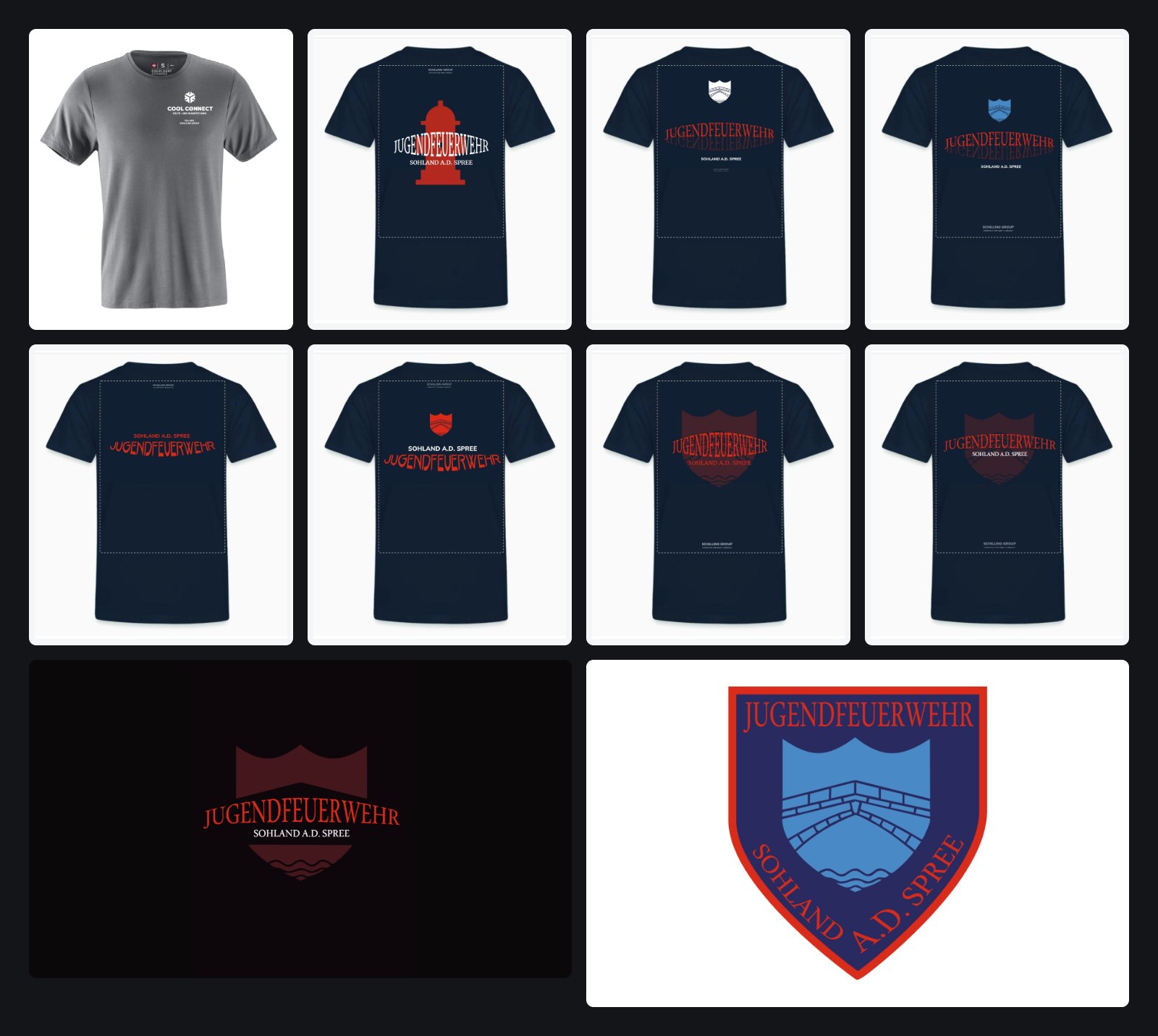 T-shirts for Cool Connect and the Jugendfeuerwehr Sohland a.d. Spree, with the crest designs